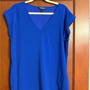 Express Women's Royal Blue V-Neck Blouse